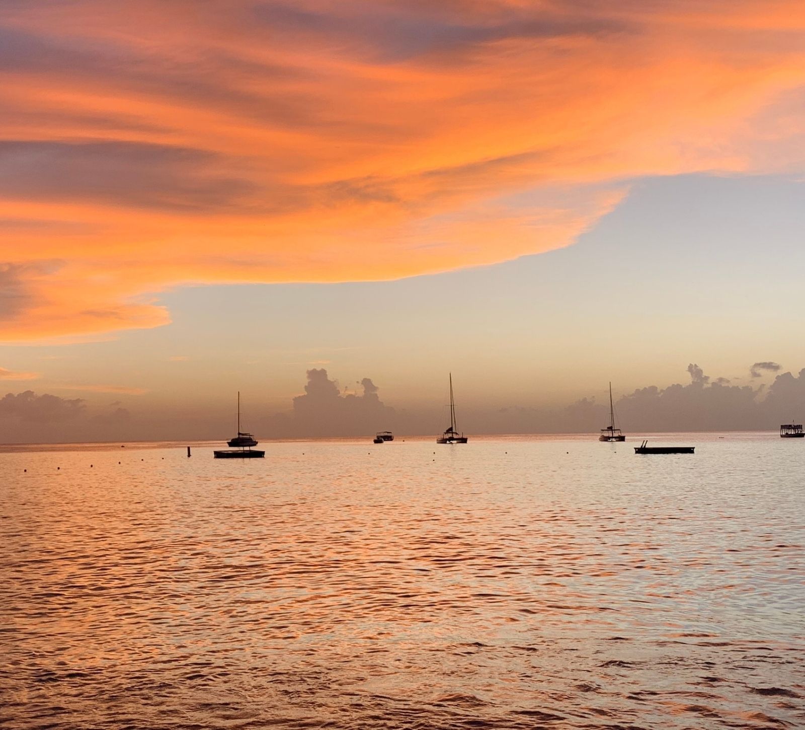 Barbados vacation picture with sunset with sailboats and ocean