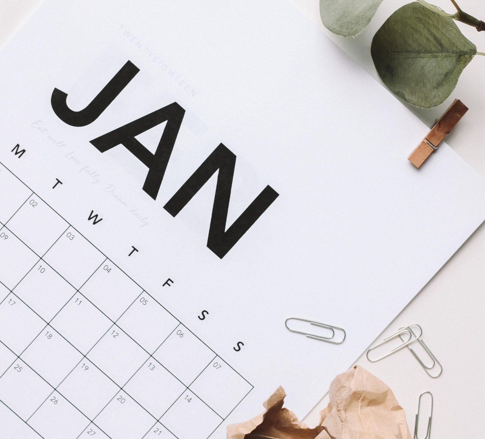 January Calendar on Desk 10 Social Media Post Ideas Kitchen Table CEOs blog